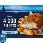 ICELAND 4PK BREADED COD FILLETS 440 GMS