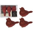 PMS GLITTER BIRDS ON CLIP IN PVC BOX RED COLOUR