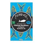 FISH 4 EVER FILLETED SARDINES IN ORGANIC SUNFLOWER OIL 90 GMS