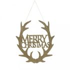 PMS 30CM HANGING MERRY CHRISTMAS SIGN WITH HANG TAG GOLD