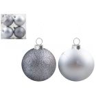 4 PIECES 7CM BAUBLES IN PET BOX - SILVER ONLY