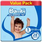 SANITA BAMBI BABY DIAPERS VALUE PACK SIZE 5 X-LARGE 12-22KG 28 COUNT