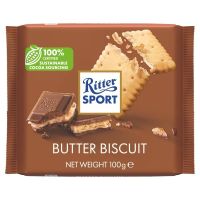 RITTER SPORT MILK CHOCOLATE BUTTER BISCUIT AND CREAM TABLET 100 GMS