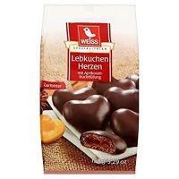 WEISS GINGERBREAD LEBKUCHEN HEARTS DARK CHOCO 150 GMS