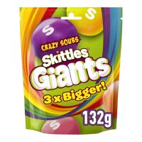 SKITTLES GIANTS VEGAN CHEWY SOUR SWEETS 132 GMS