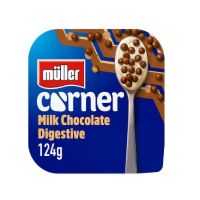 MULLER CORNER VANILLA YOGURT WITH MILK CHOCOLATE DIGESTIVE BISCUITS 124 GMS