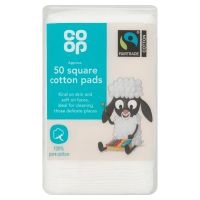 COOP FAIRTRADE COTTON WOOL PADS SQUARE 50'S