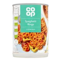 COOP SPAGHETTI RINGS IN TOMATO SAUCE 385 GMS