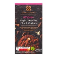 COOP IRRESISTIBLE ALL BUTTER TRIPLE CHOCO CHUNK COOKIES 200 GMS