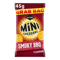 JACOBS GRAB BAG MINI CHEDDARS SMOKY BBQ FLAVOUR 45 GMS