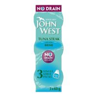 JOHN WEST TUNA BRINE STEAK NO DRAIN 3X60 GMS