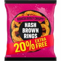 ICELAND HASH BROWN ONION RINGS 20 EXTRA FREE 960 GMS