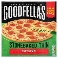 GOODFELLAS STONEBAKED THIN CRUST PEPPERONI AND CHEESE PIZZA 332 GMS (CONTAINS PORK)