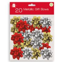 PMS ACCESSORY PK 20 GOLD/SILVER/RED BOWS