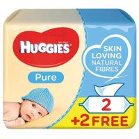 HUGGIES BABY WIPES PURE 56'S 2+2 FREE