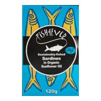 FISH 4 EVER WHOLE SARDINES IN ORGANIC SUNFLOWER OIL 120 GMS