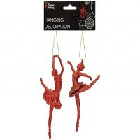 PMS PACK OF 2 BALLERINA DECORATION ON HEADER CARD RED
