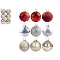 6 PIECES 6CM BAUBLE IN PET BOX 3 ASSORTED COLOURS