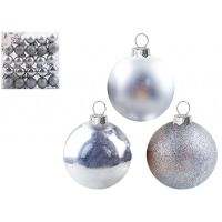 25 PIECES 3CM BAUBLES IN PET BOX - SILVER ONLY