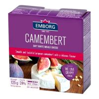 EMBORG CAMEMBERT SOFT WHITE MOULD CHEESE PRTN FIDM 50% 125 GMS