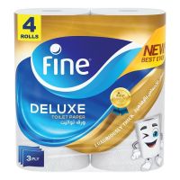 FINE DELUXE 3 PLY TOILET PAPERS 4X140 SHEETS