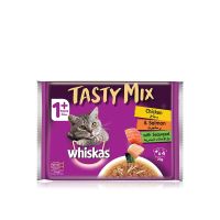 WHISKAS TASTY MIX CHICKEN & SALMON WITH SEAWEED 4X70 GMS
