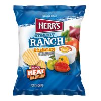 HERRS CREAMY RANCH AND HABANERO HEAT MEDIUM POTATO CHIPS GLUTEN FREE 6 OZ