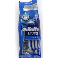 GILLETTE BLUE 3 SIMPLE DISPOSABLE RAZOR 4`S