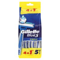 GILLETTE BLUE 3 SIMPLE DISPOSABLE RAZOR 4+1 FREE