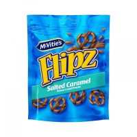 MCVITIES FLIPZ SALTED PRETZELS CARAMEL COATED 90 GMS