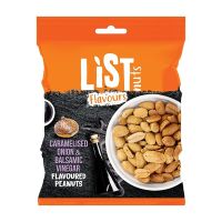 LIST FLAVOURS CARAMELISED ONION AND BLSMC VNEGAR PEANUTS 150 GMS