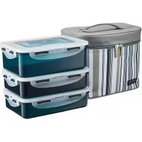 LOCK AND LOCK LUNCH BOX 3 PCS SET + GREY BAG 1'S