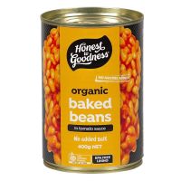 HONEST ORGANIC BAKED BEANS IN TOMATO SAUCE 400 GMS