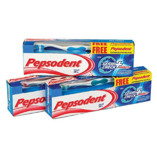 PEPSODENT GERMICHECK TOOTHPASTE 150GMS +TOOTH BRUSH 3PCS