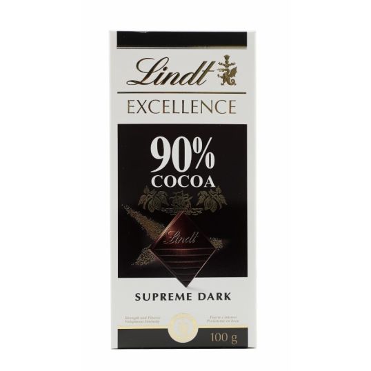 LINDT EXCELLENCE DARK CHOCCOLATE 90% COCOA 100 GMS