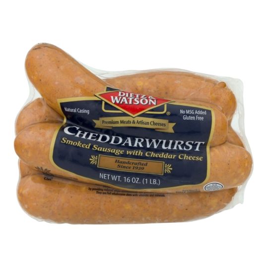 DIET & WATSON CHEDDARWURST - PORK NATURAL CASING 1 LB (CONTAINS PORK)