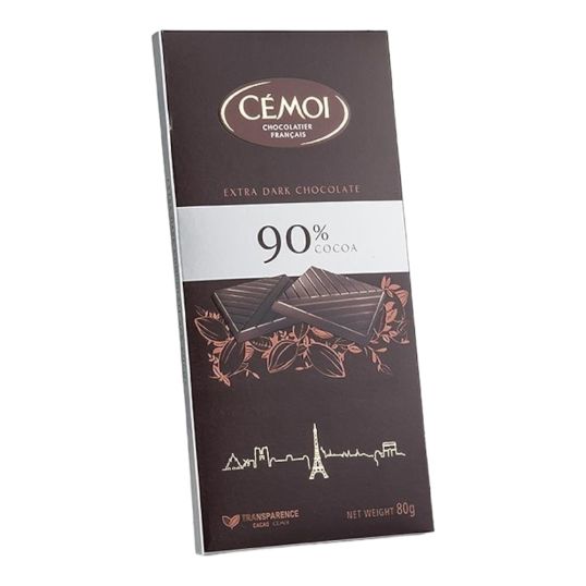 CEMOI DARK CHOCOLATE BAR 90% 80 GMS