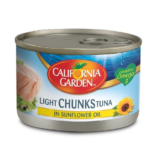 CALIFORNIA GARDEN LIGHT TUNA CHUNK IN SUN FLOWER OIL 185 GMS