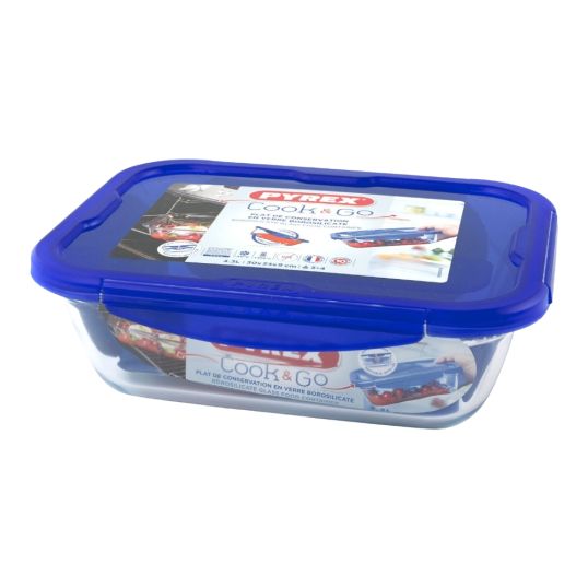 PYREX COOK&GO RECTANGULAR DISH WITH LID 3LTR