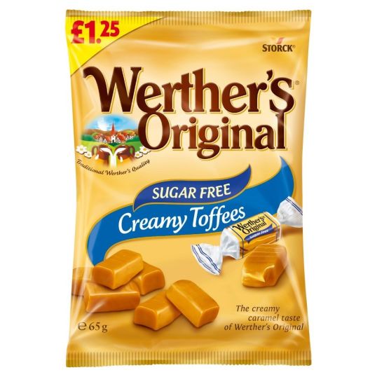 WERTHERS ORIGINAL  CREAMY TOFFEES SUGAR FREE 65 GMS