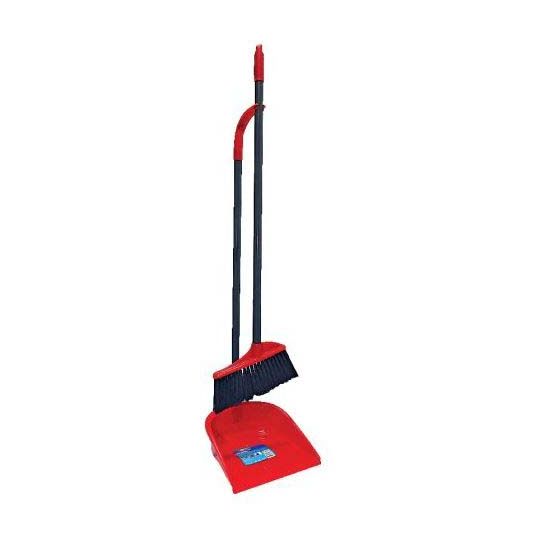 VILEDA LONG HANDLE DUSTPAN WITH BROOM