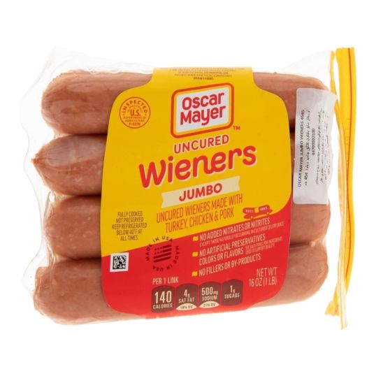 OSCAR MAYER WIENERS - JUMBO 8 LINKS PER POUND 16 OZ (CONTAINS PORK)
