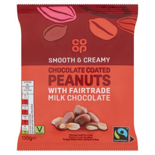 COOP FAIRTRADE MILK CHOCOLATE PEANUTS 150 GMS