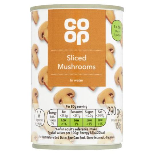 COOP SLICED MUSHROOMS IN WATER 290 GMS