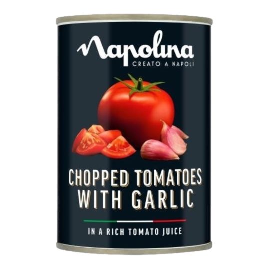 NAPOLINA CHOPPED TOMATOES GARLIC 400 GMS