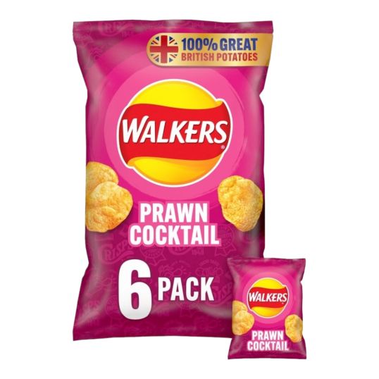 WALKERS PRAWN COCKTAIL CRISPS MULTI PACK 6X25 GMS