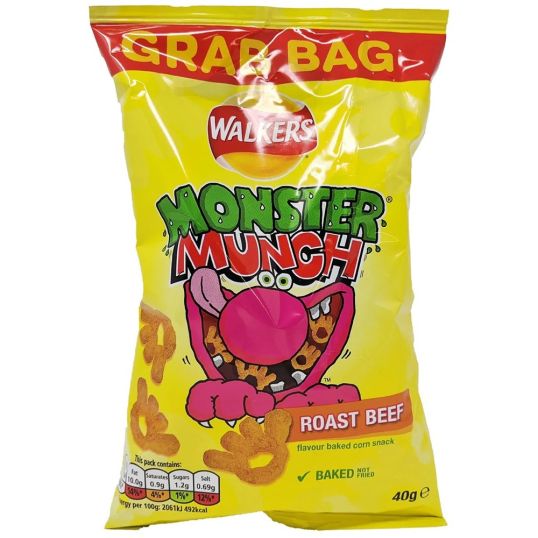 WALKERS MONSTER MUNCH ROAST BEEF 40 GMS