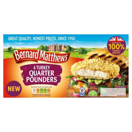 BERNARD MATHEW 4 PK FROZEN BREADED TURKEY BURGS 454 GMS