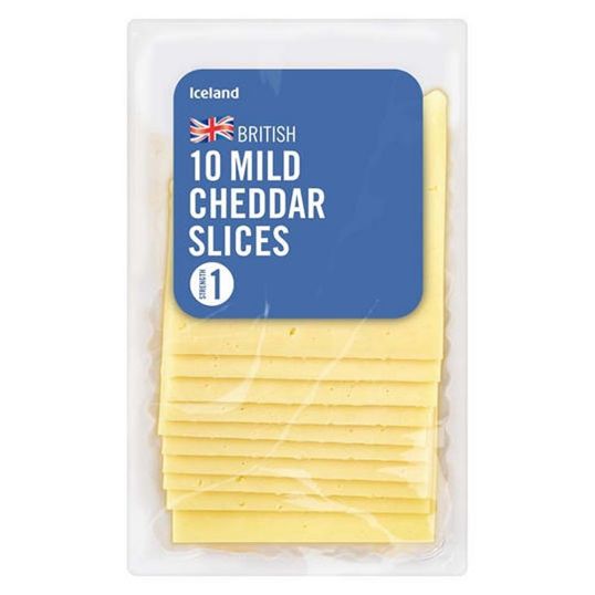 ICELAND 10 PACK MILD CHEDDAR SLICES 250 GMS