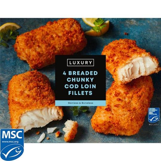 ICELAND LUXURY 4 BRDADED CHUNKY COD LOIN FILLETS 500 GMS